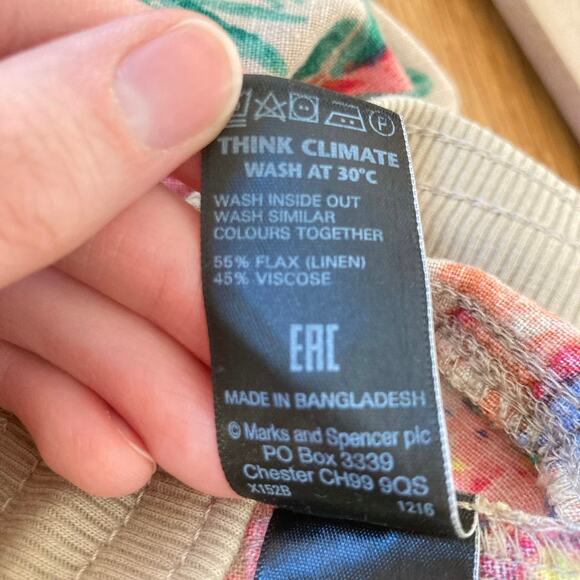 M&S Collection Women UK 14/US 10 Floral Linen Blend Ankle Pant Beachy Resort - Picture 7 of 11